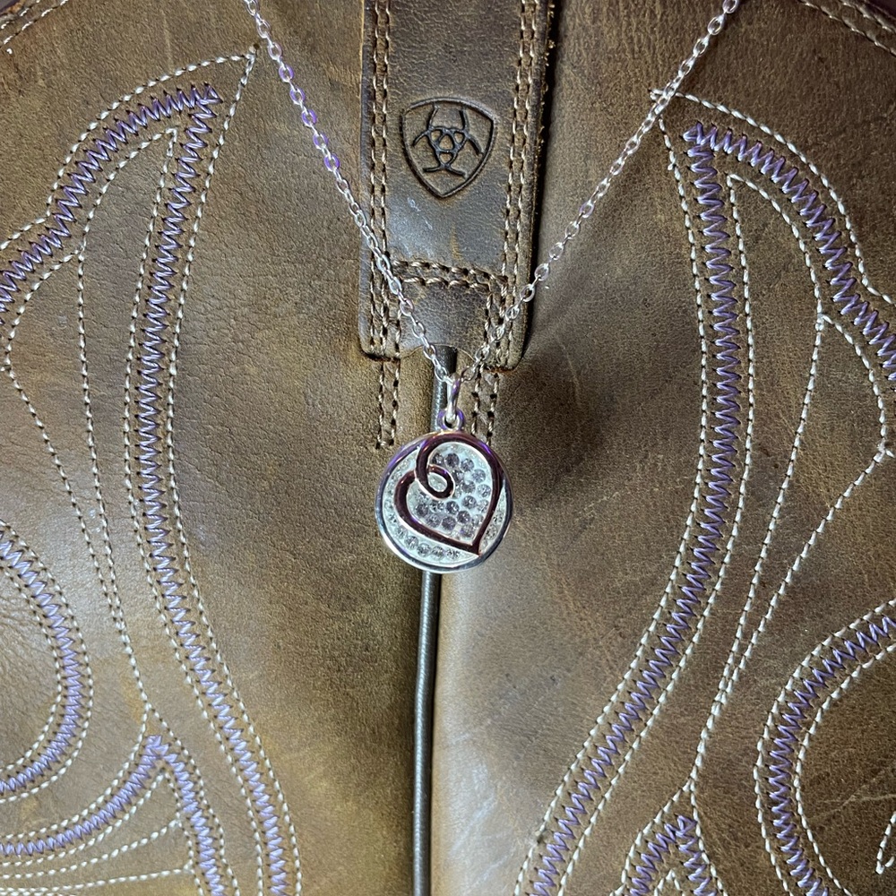 Heart Silver Tone Chain With Tow Pendant